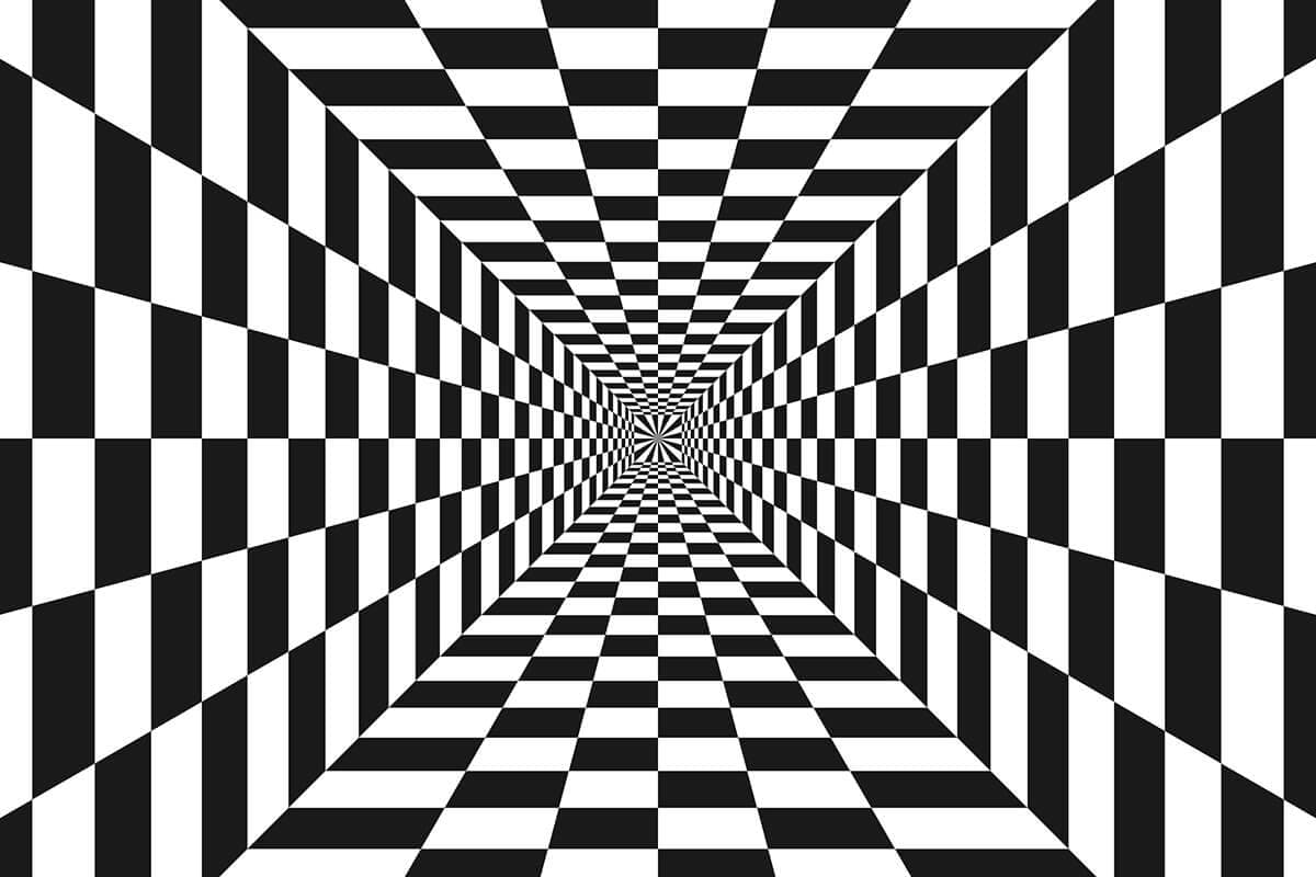 Black and white psychedelic checkerboard
